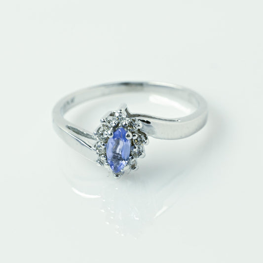 Tanzanite Marquise Diamond Cluster Platinum Ring