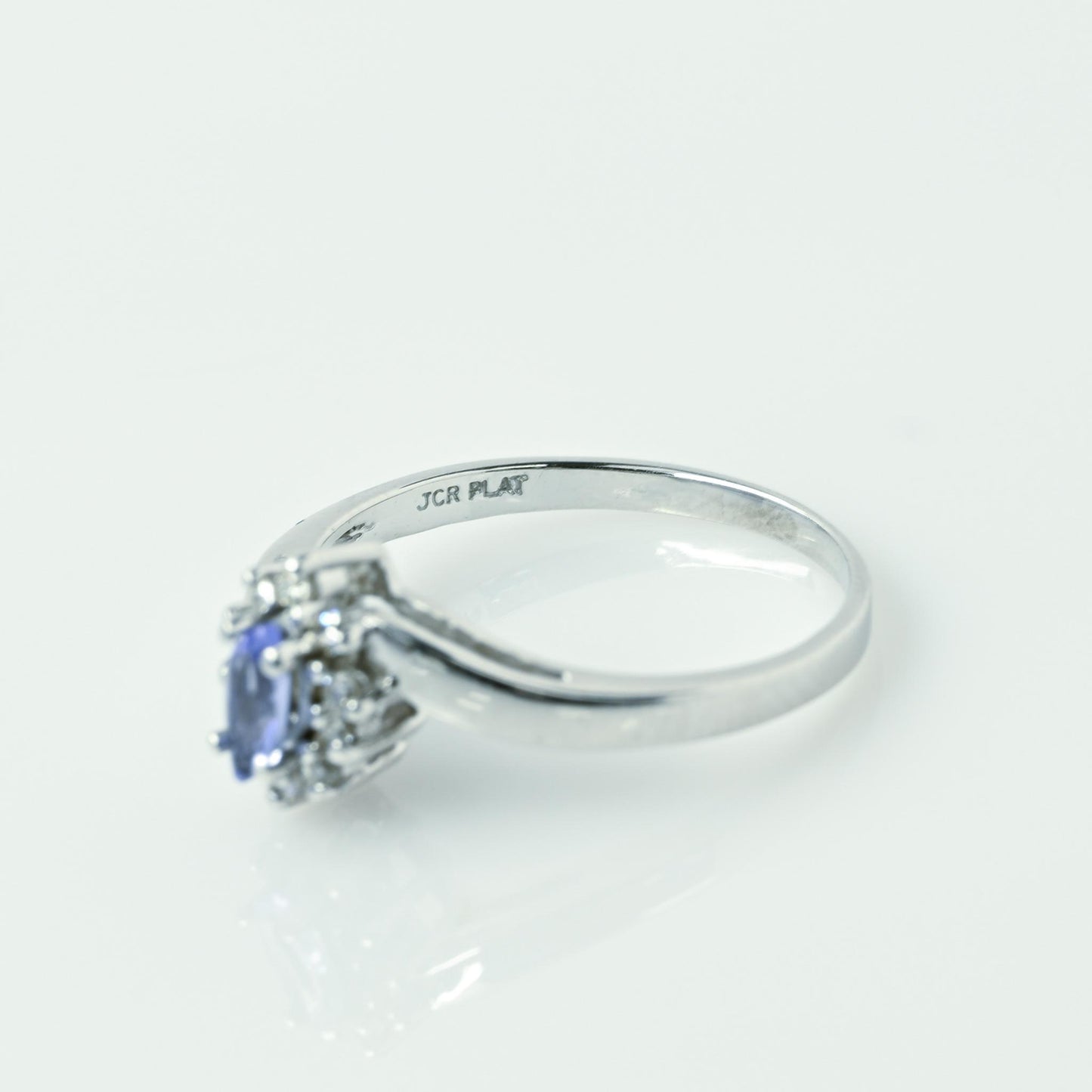 Tanzanite Marquise Diamond Cluster Platinum Ring