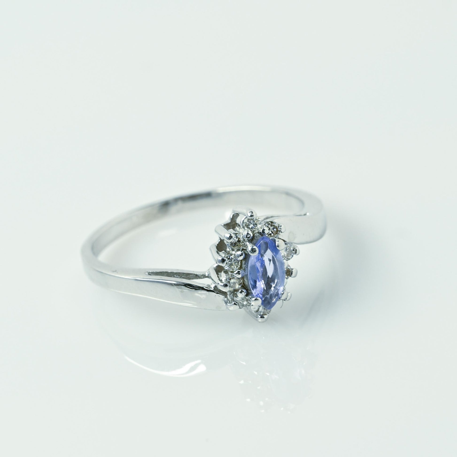 Tanzanite Marquise Diamond Cluster Platinum Ring