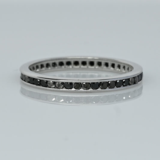 Black Diamond Eternity Band 18k White Gold Ring