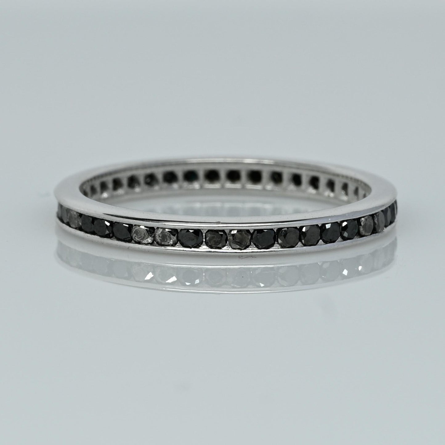 Black Diamond Eternity Band 18k White Gold Ring