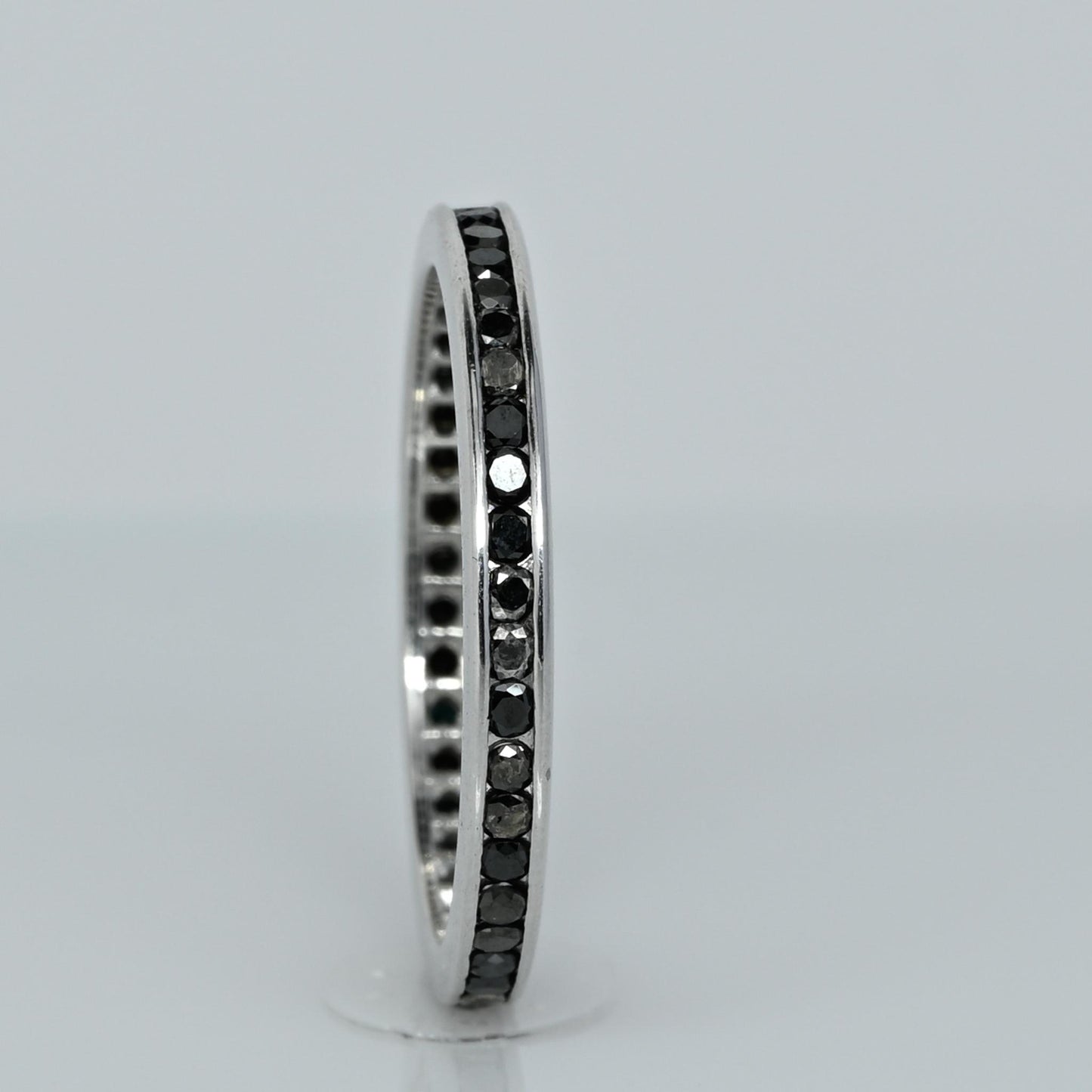 Black Diamond Eternity Band 18k White Gold Ring