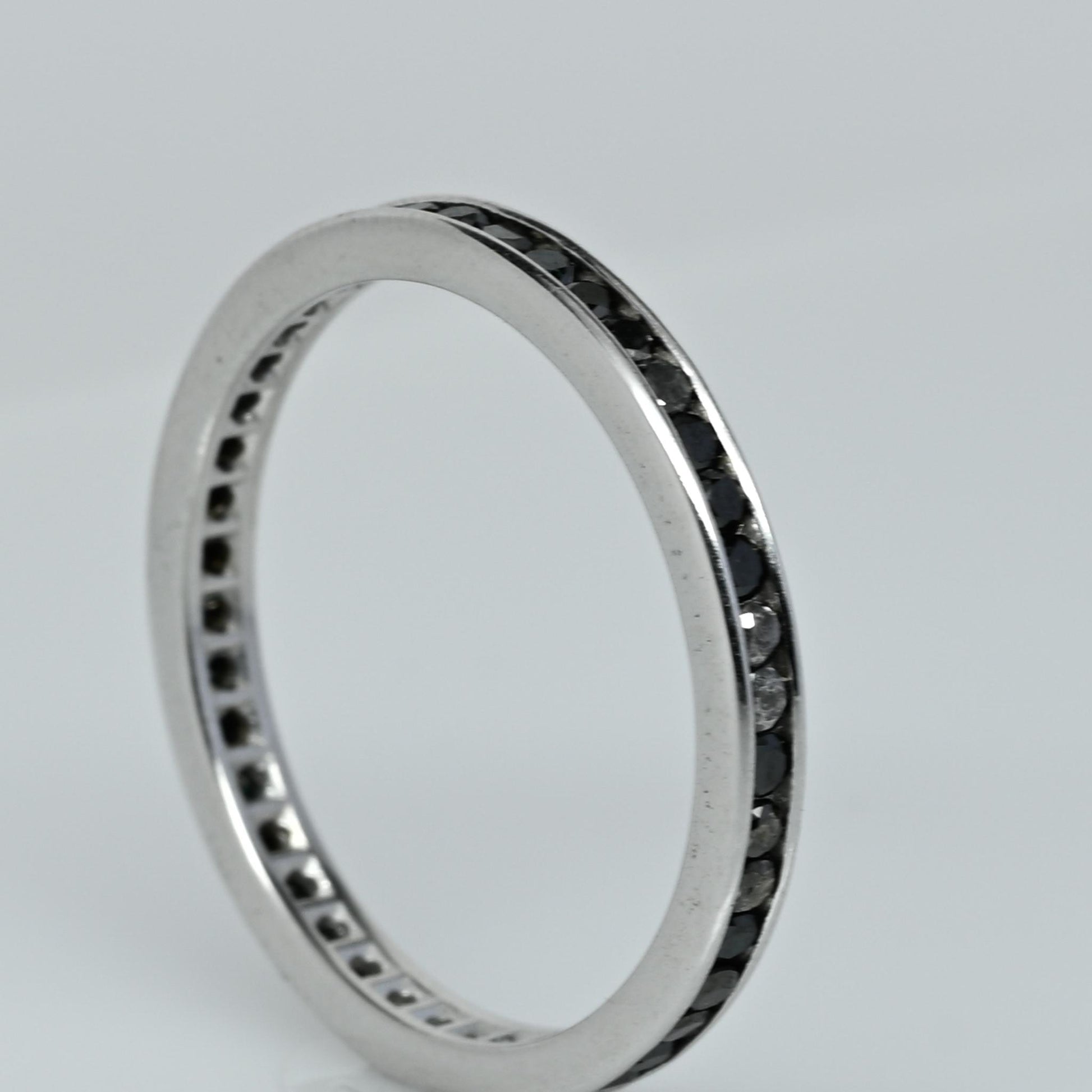 Black Diamond Eternity Band 18k White Gold Ring