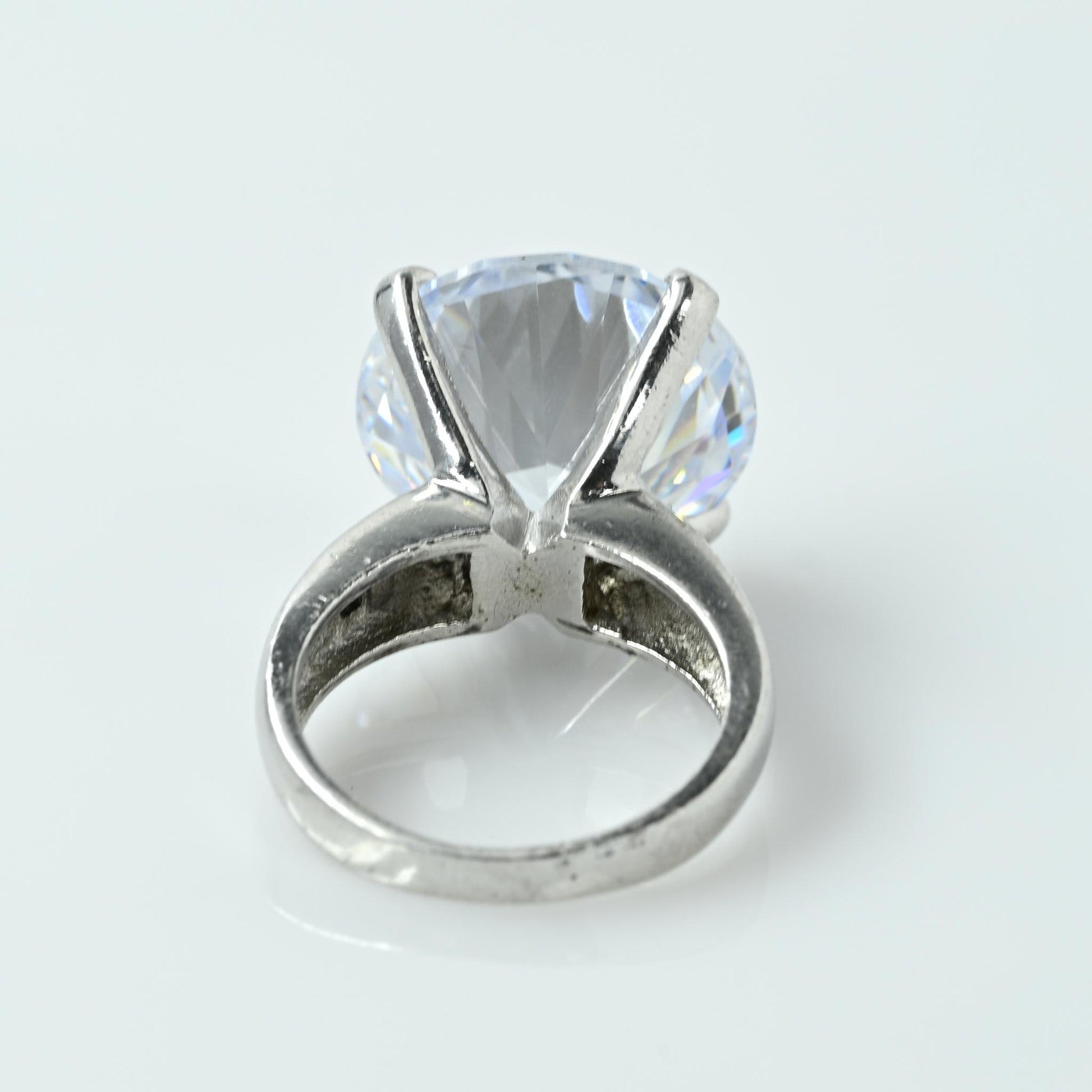 25 Carat Massive Cubic Zirconia Solitaire Sterling Silver Ring