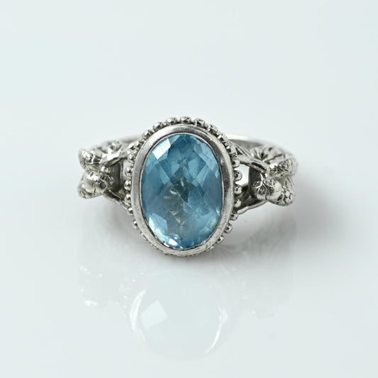 Blue Topaz Angle Sterling Silver Ring