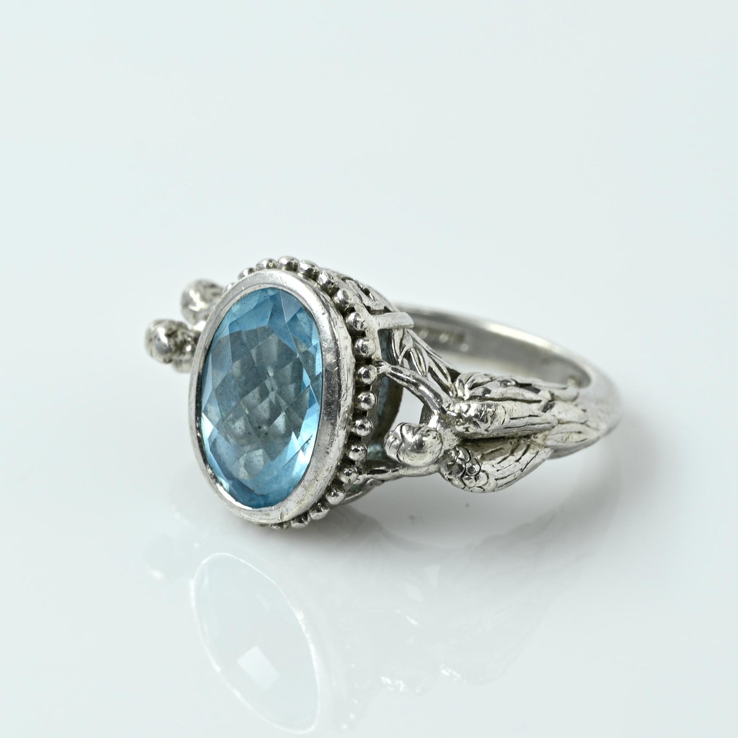 Blue Topaz Angle Sterling Silver Ring