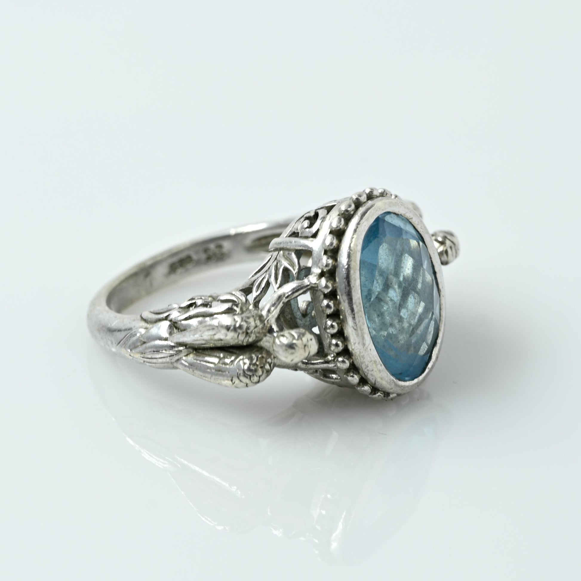 Blue Topaz Angle Sterling Silver Ring