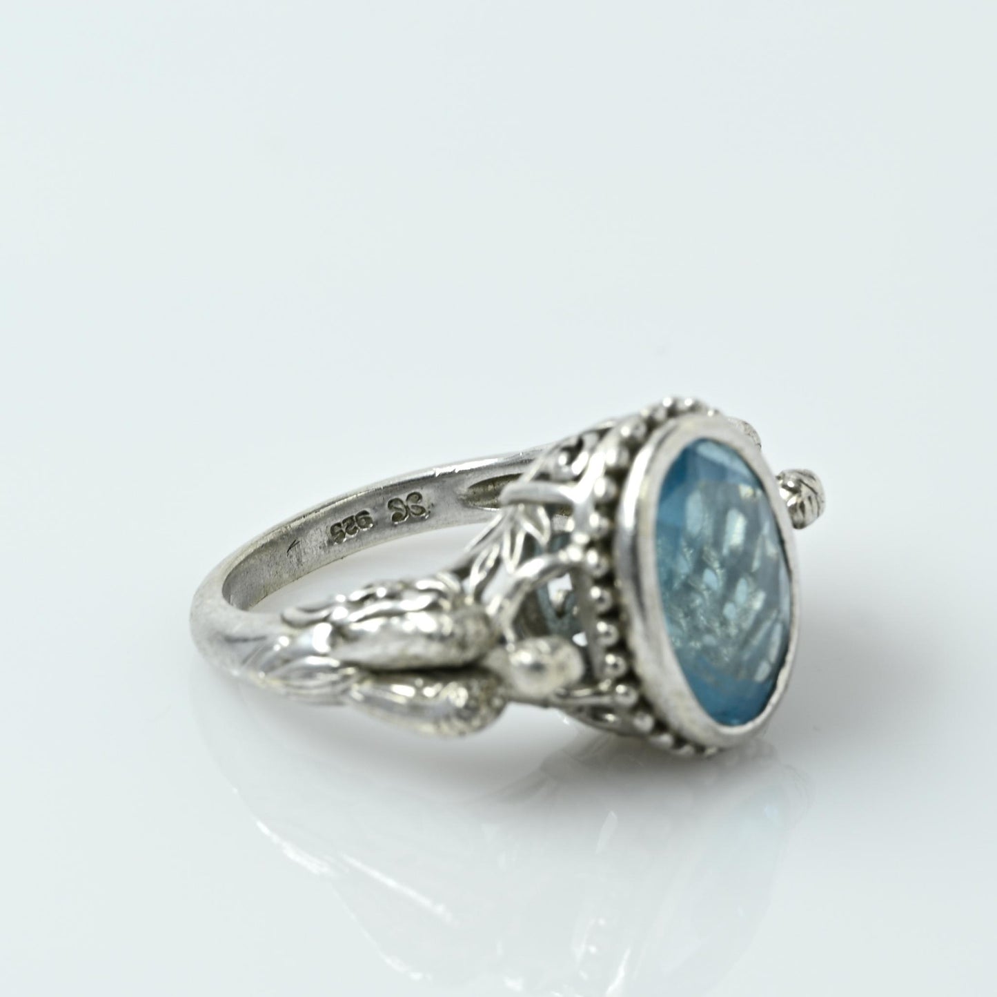 Blue Topaz Angle Sterling Silver Ring