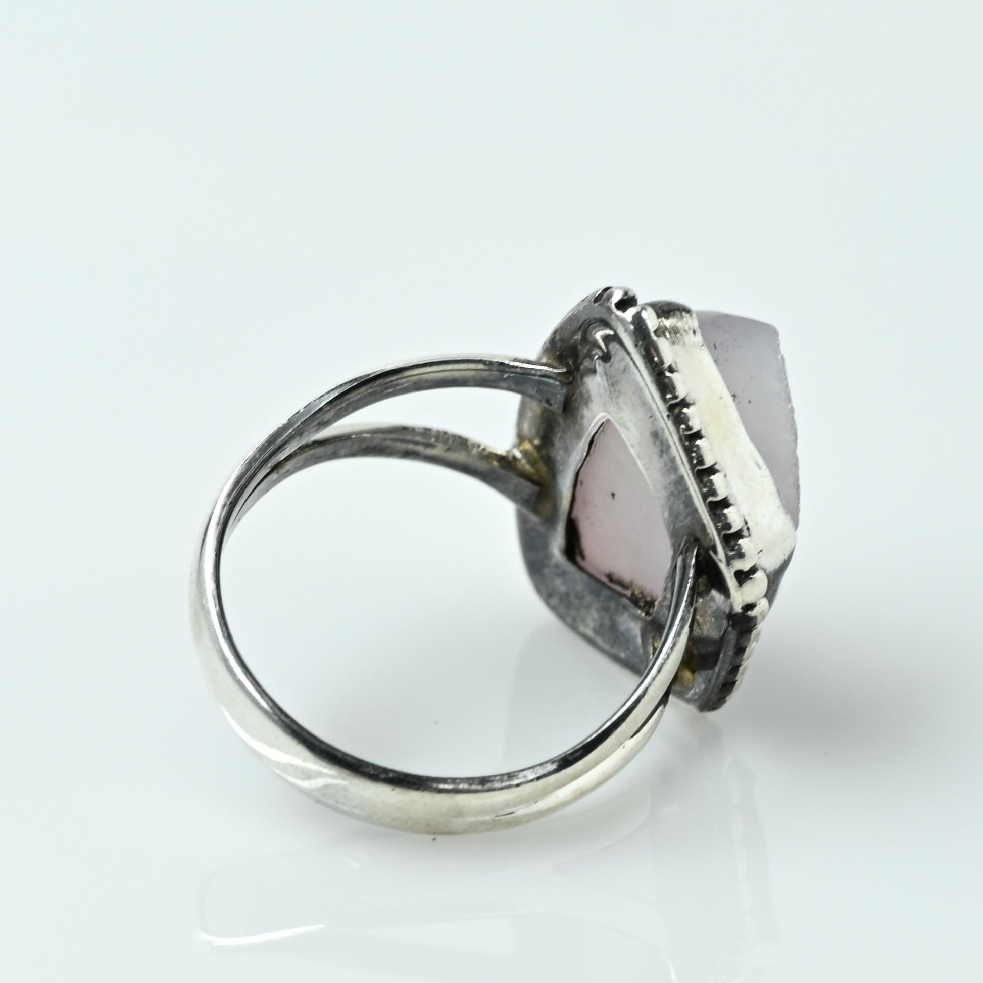 Purple Druzy Quartz Asymmetrical Sterling Silver Ring