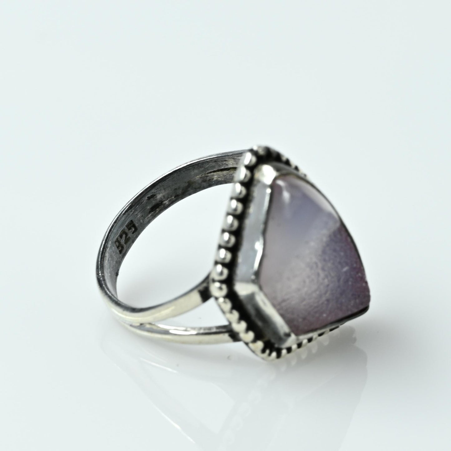 Purple Druzy Quartz Asymmetrical Sterling Silver Ring