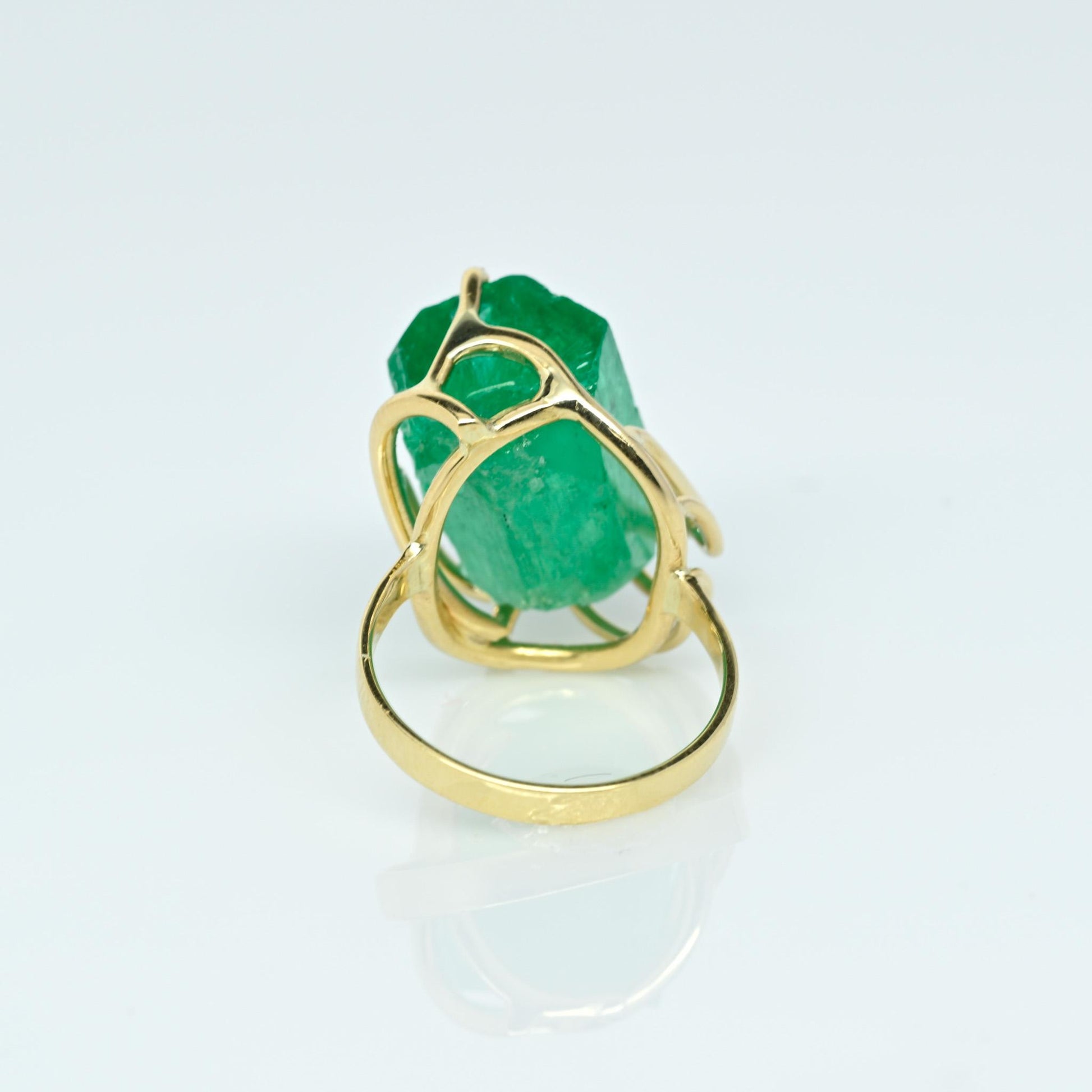 Natural Rough Emerald Crystal 18k Yellow Gold Ring