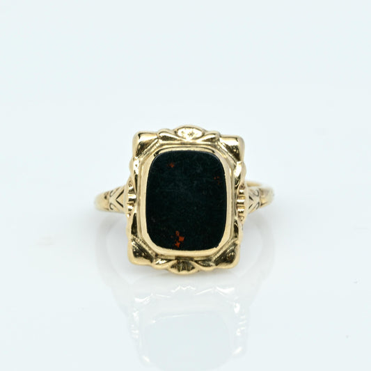 Vintage Bloodstone Yellow Gold Ring