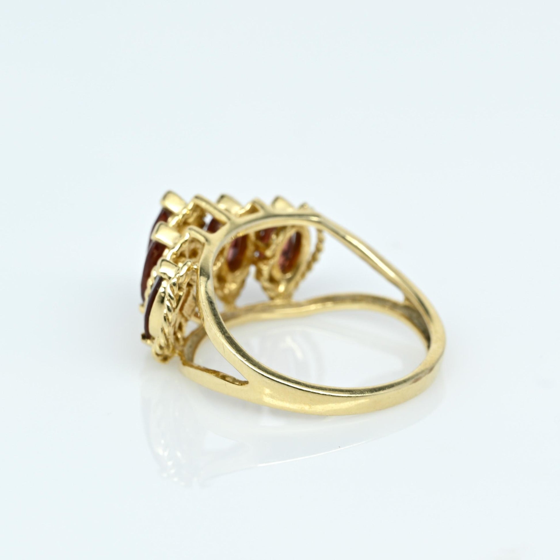 5 Garnet Marquise 14k Yellow Gold Ring