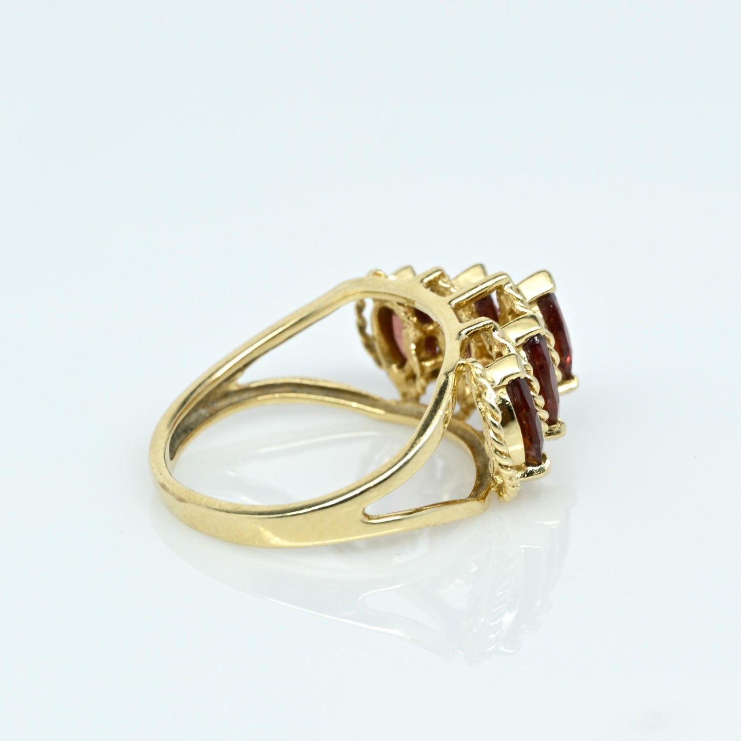 5 Garnet Marquise 14k Yellow Gold Ring