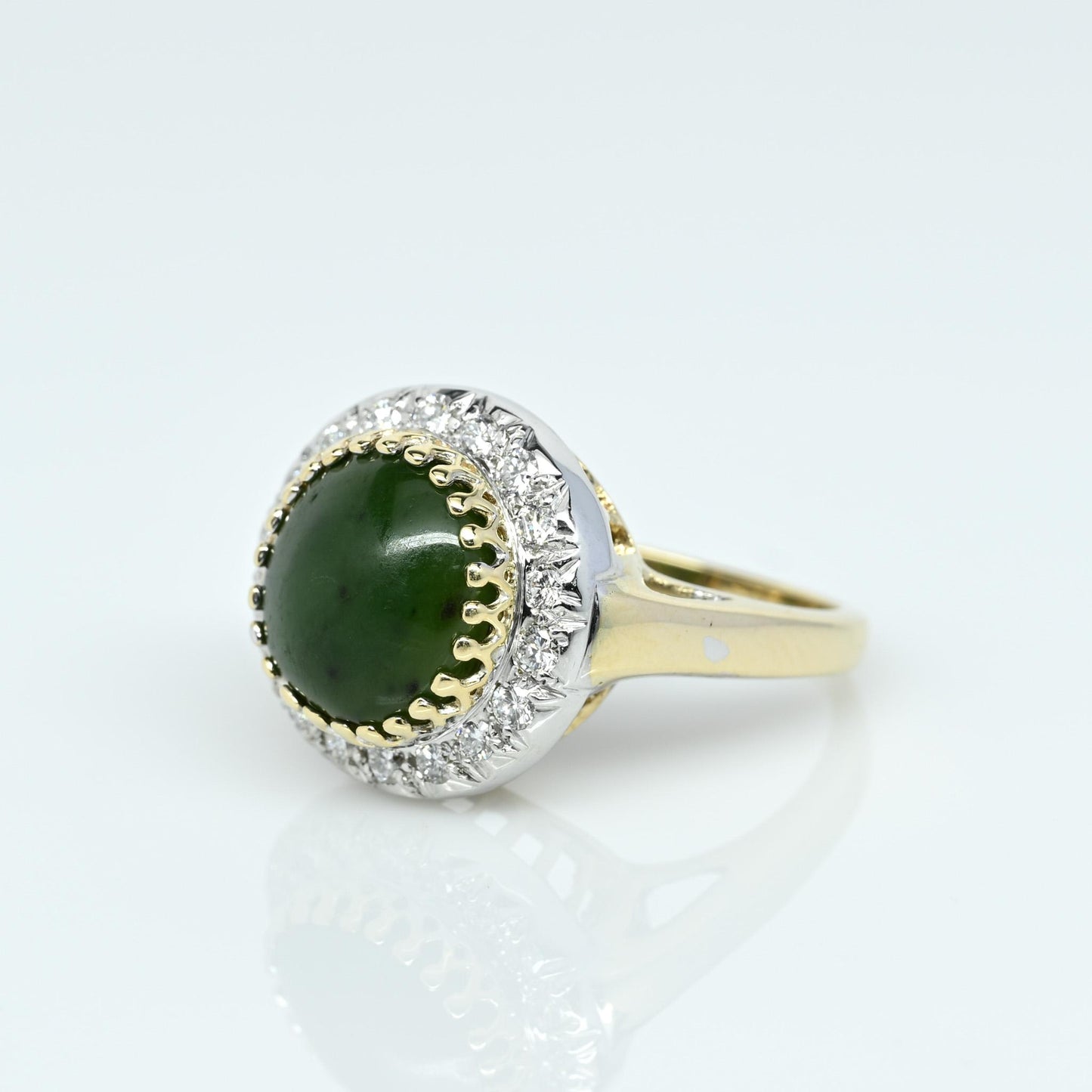 Jade & Diamond 14K Yellow Gold Ring