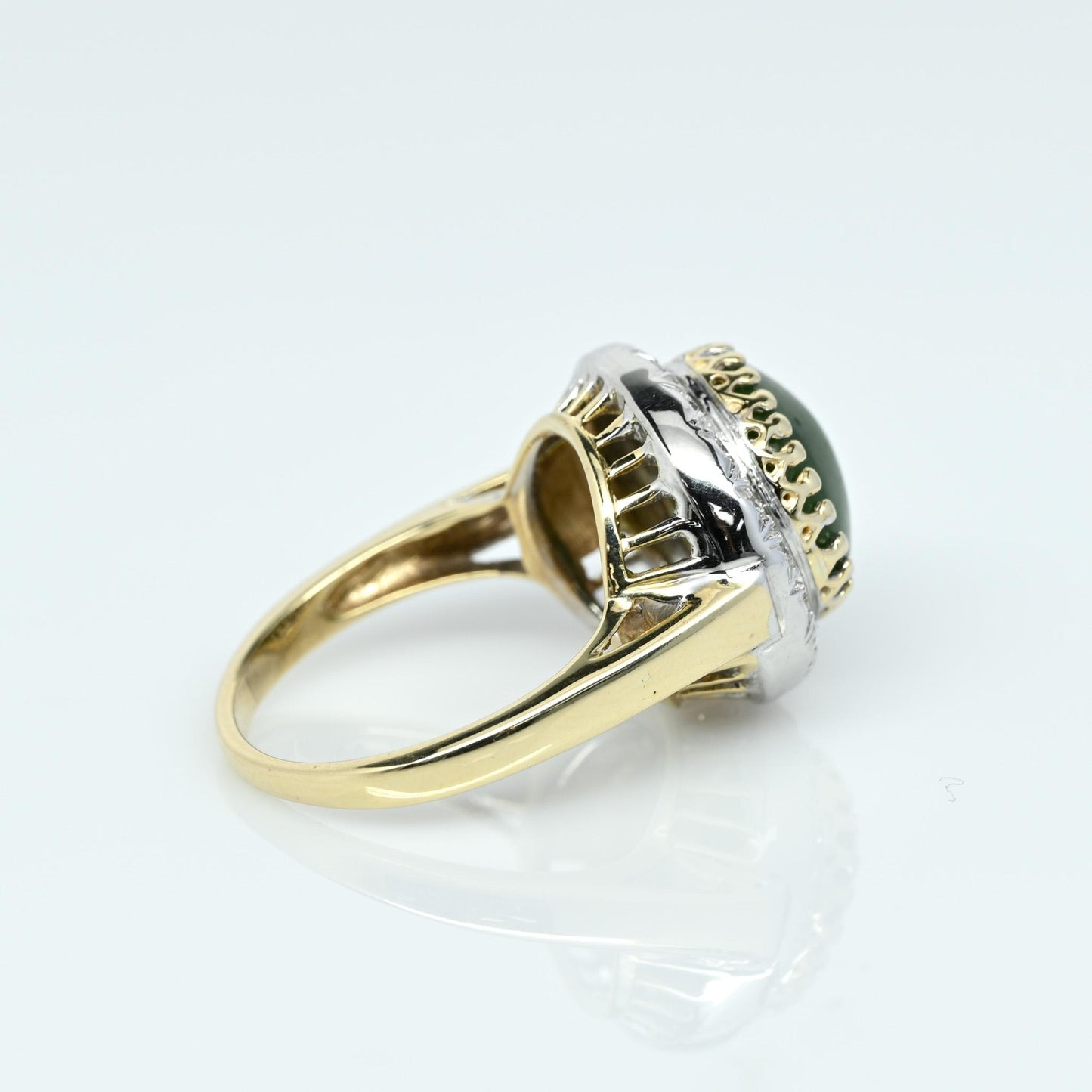 Jade & Diamond 14K Yellow Gold Ring