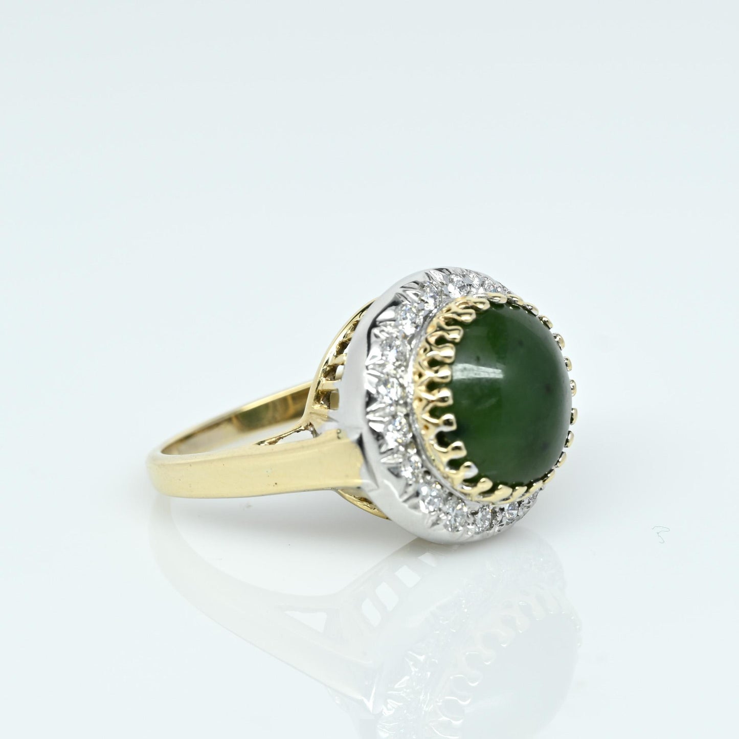 Jade & Diamond 14K Yellow Gold Ring