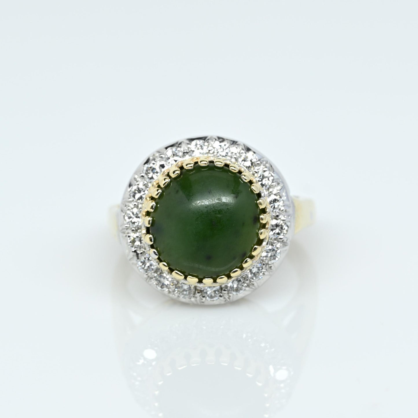 Jade & Diamond 14K Yellow Gold Ring