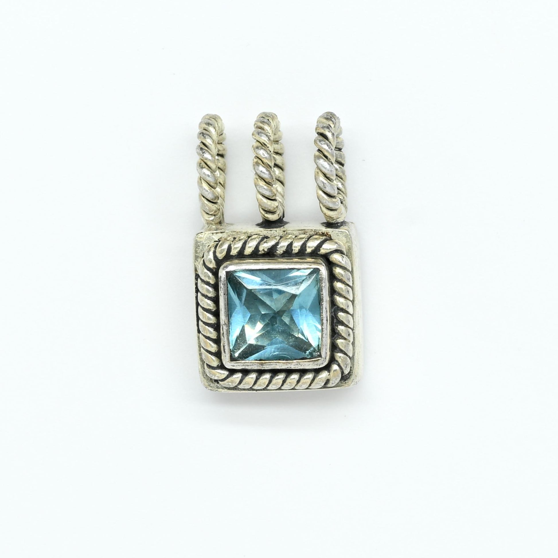 Lori Bonn French Cut Blue Topaz Sterling Silver Pendant