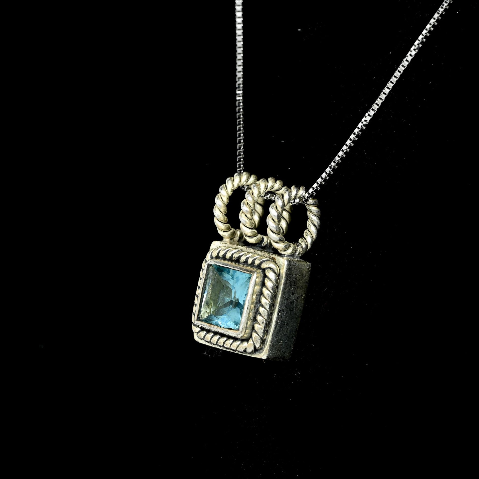 Lori Bonn French Cut Blue Topaz Sterling Silver Pendant