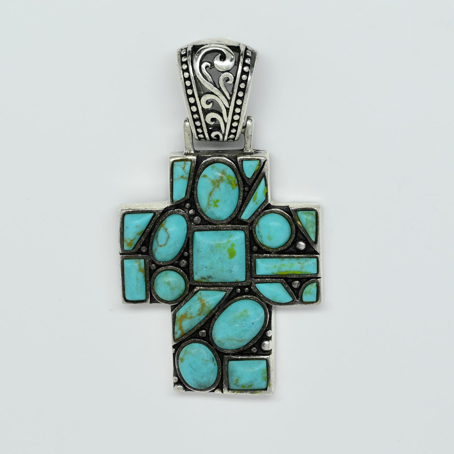 Turquoise Mosaic Sterling Silver Cross