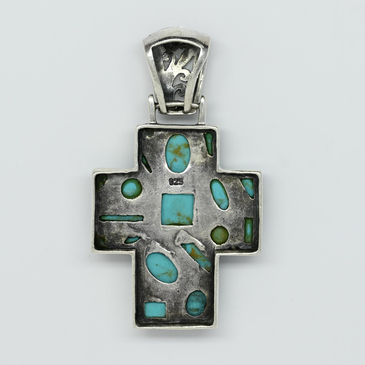 Turquoise Mosaic Sterling Silver Cross