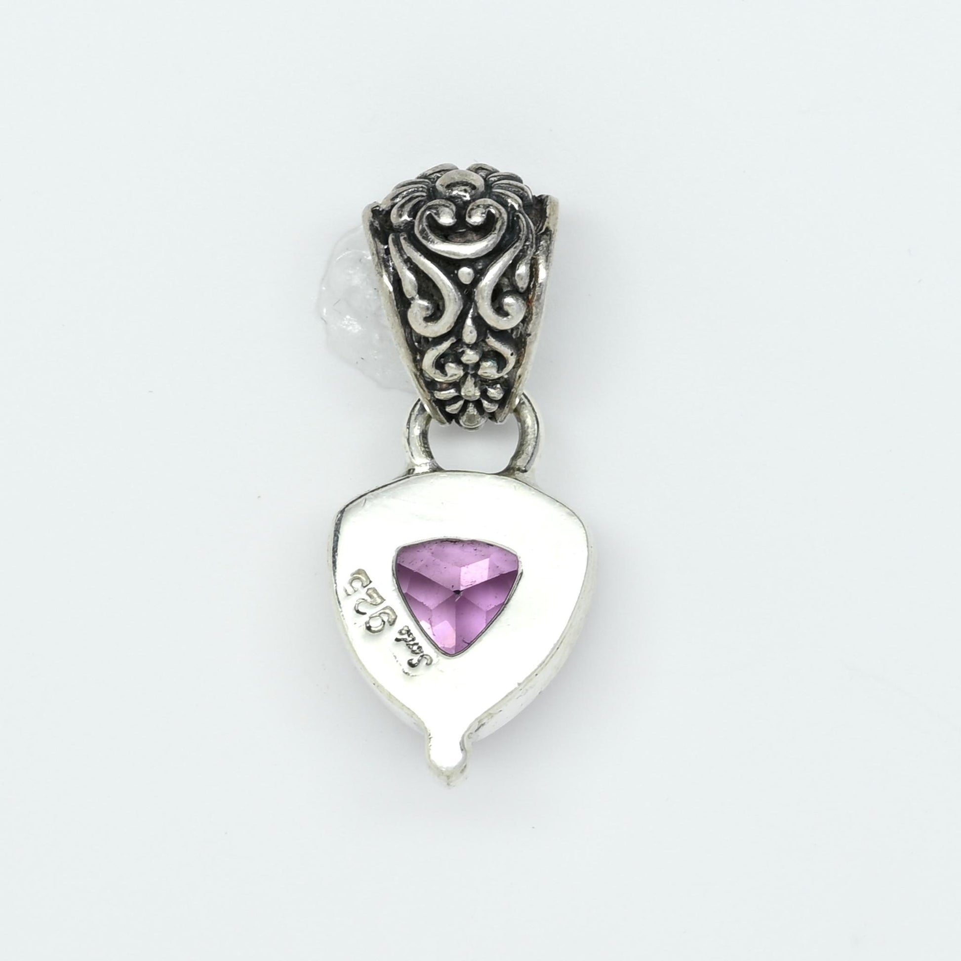 Sarda Pink Triangle Gemstone Sterling Silver Pendant