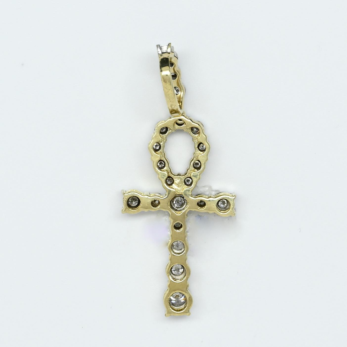 Diamond Ankh Life Cross Yellow Gold Pendant