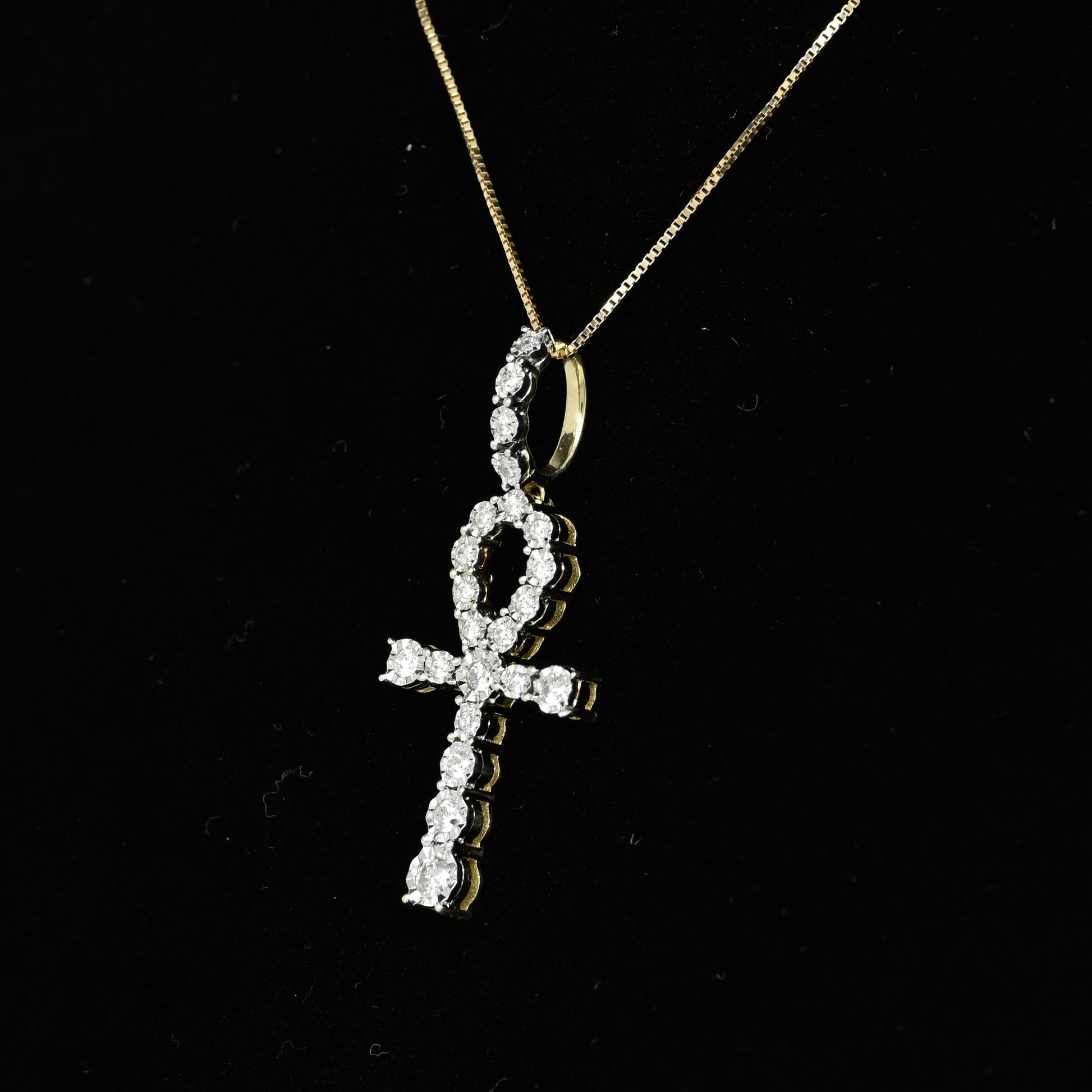 Diamond Ankh Life Cross Yellow Gold Pendant