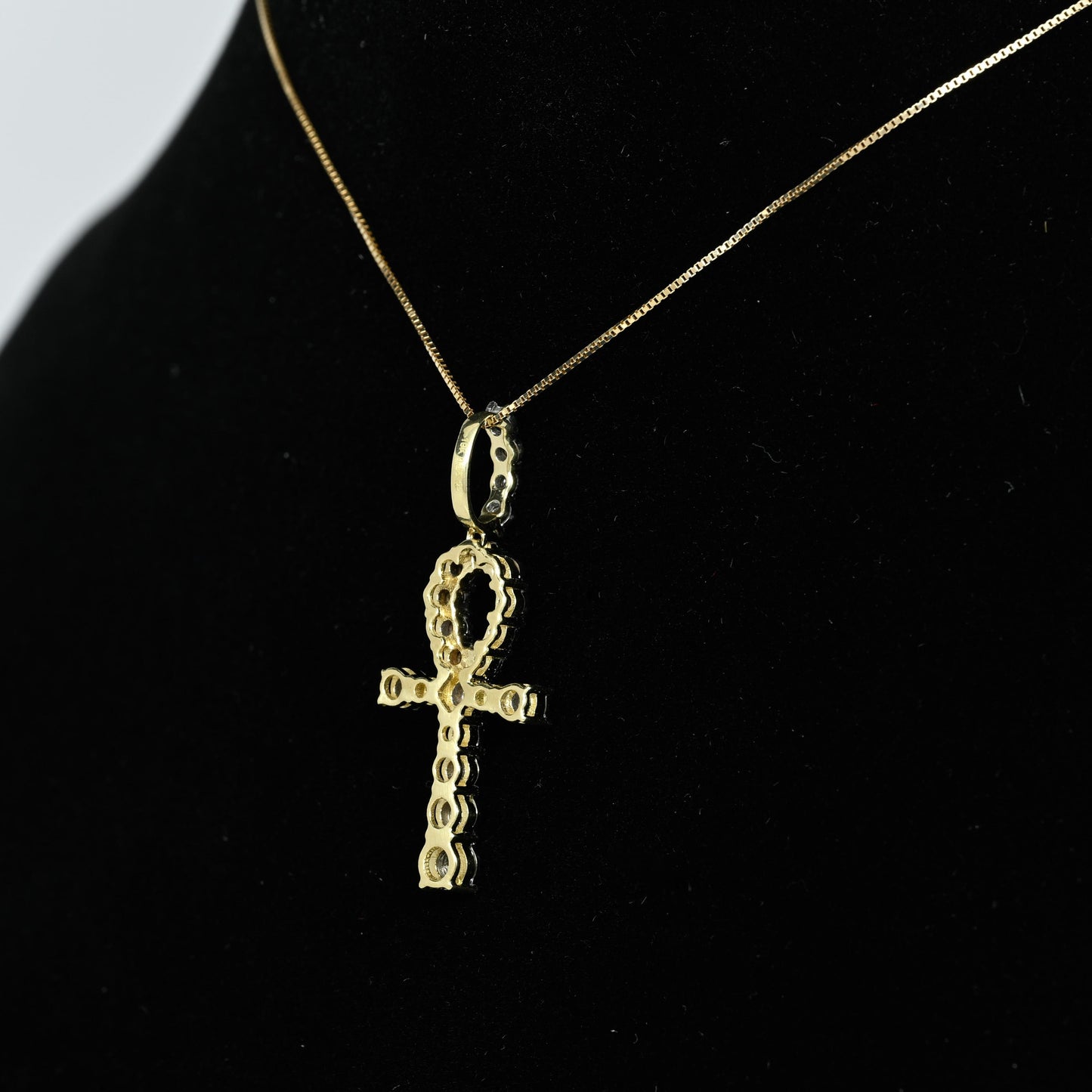 Diamond Ankh Life Cross Yellow Gold Pendant