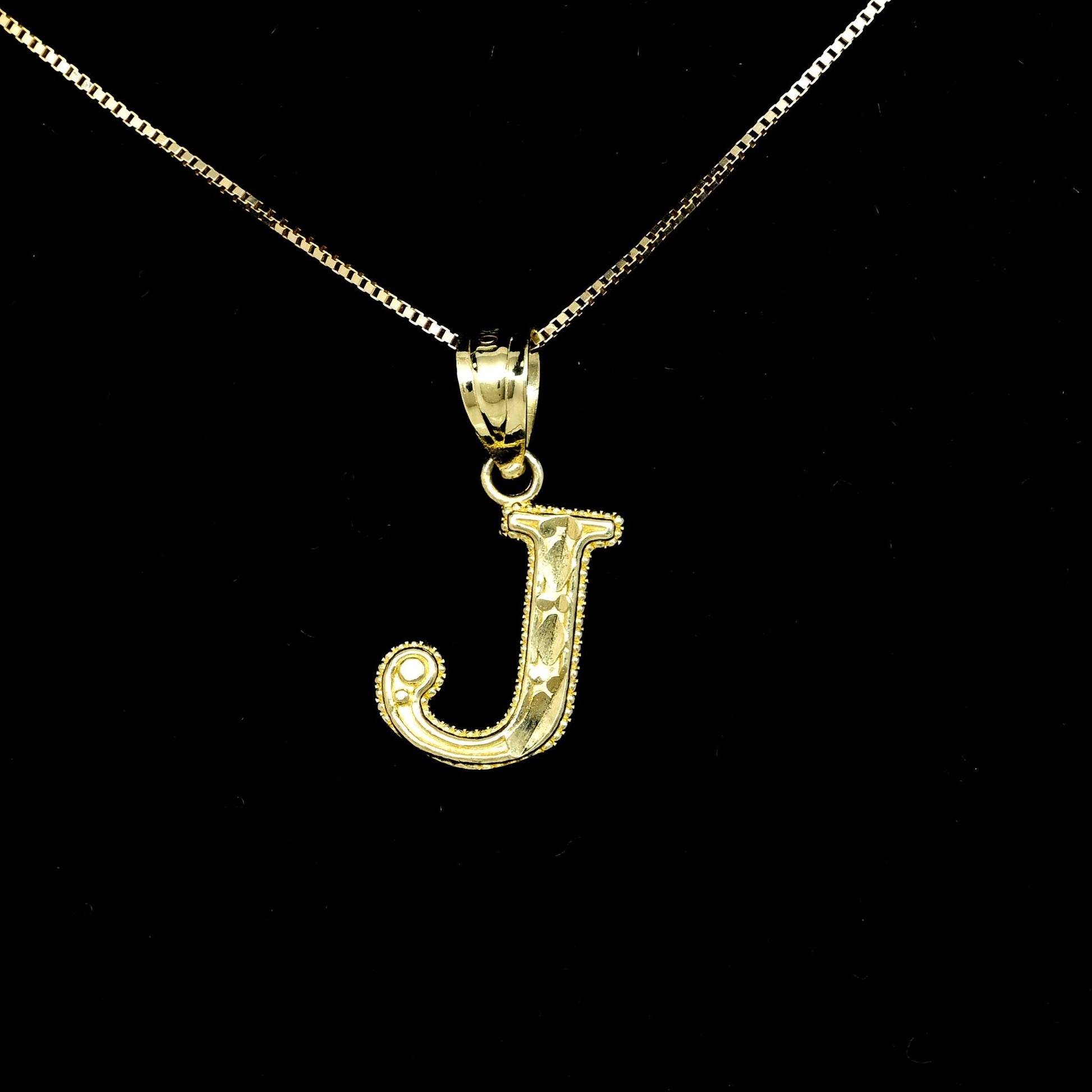 Letter "J" Initial Yellow Gold Pendant