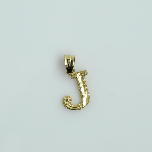 Letter "J" Initial Yellow Gold Pendant