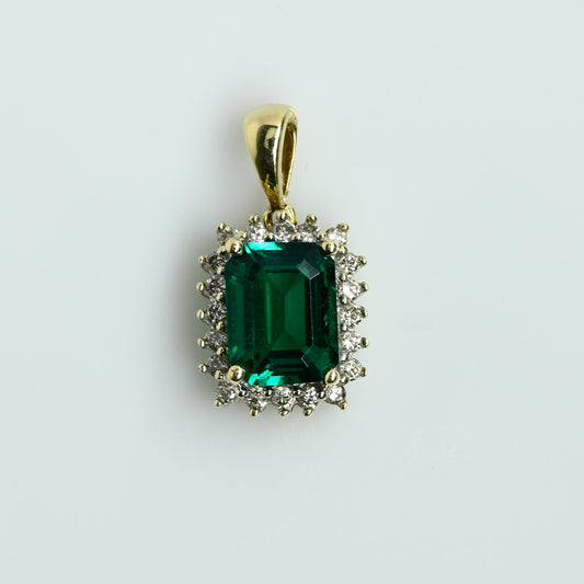 2ct Emerald & Diamond Yellow Gold Pendant