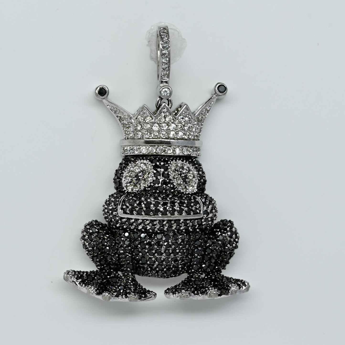 Frog Prince w Crown Pave Sterling Silver "Bling" Pendant