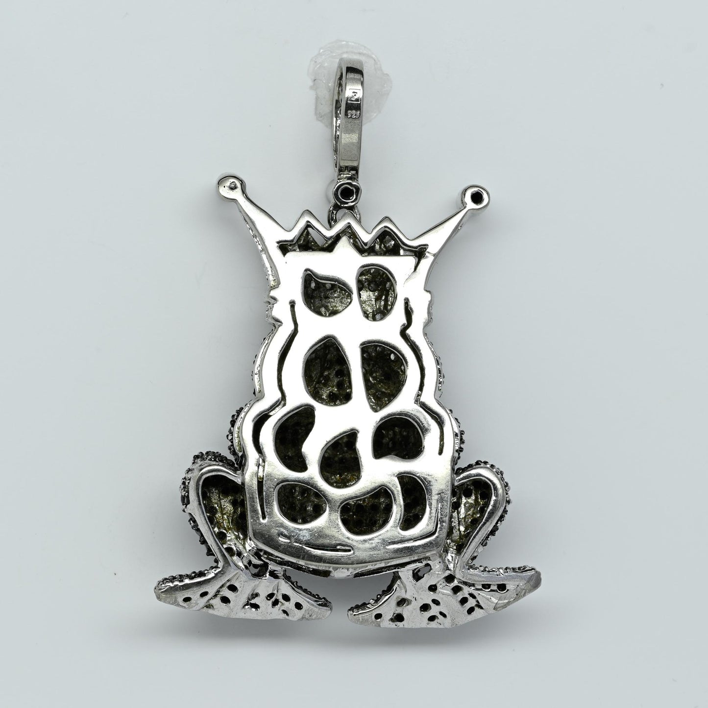 Frog Prince w Crown Pave Sterling Silver "Bling" Pendant