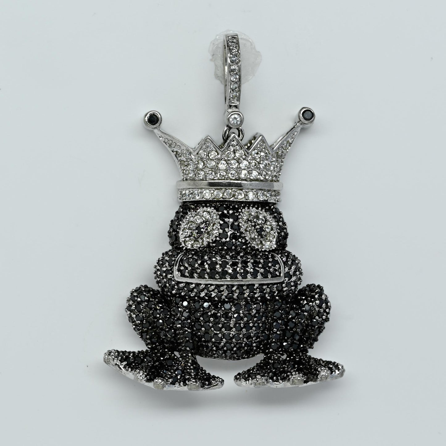 Frog Prince w Crown Pave Sterling Silver "Bling" Pendant