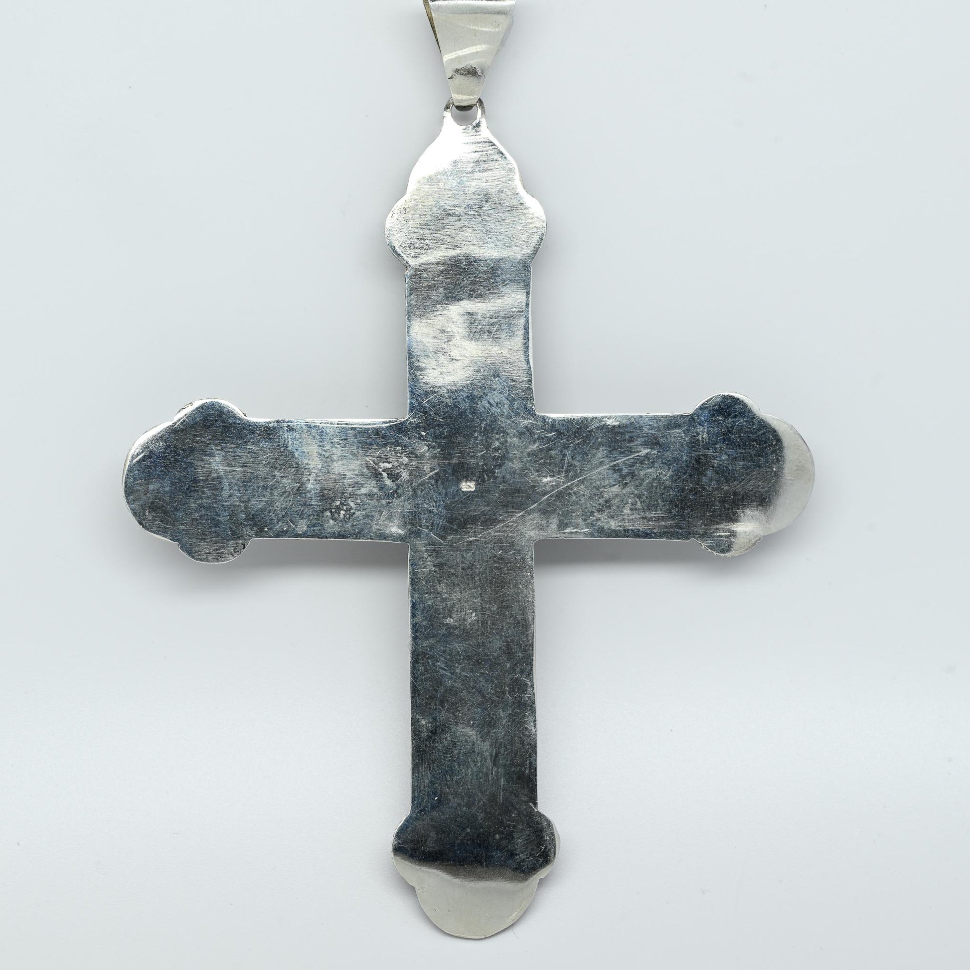 Large Gemstone Sterling Silver Cross Pendant