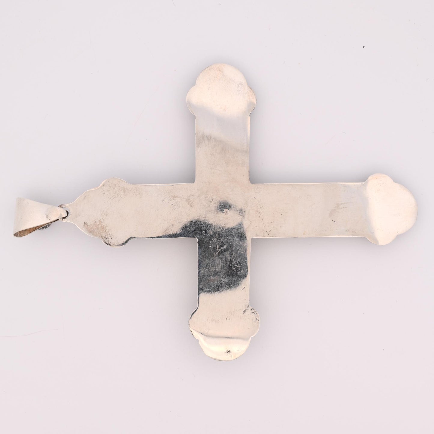 Large Gemstone Sterling Silver Cross Pendant