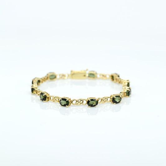 8ctw Green Tourmaline 14k Yellow Gold Tennis Bracelet