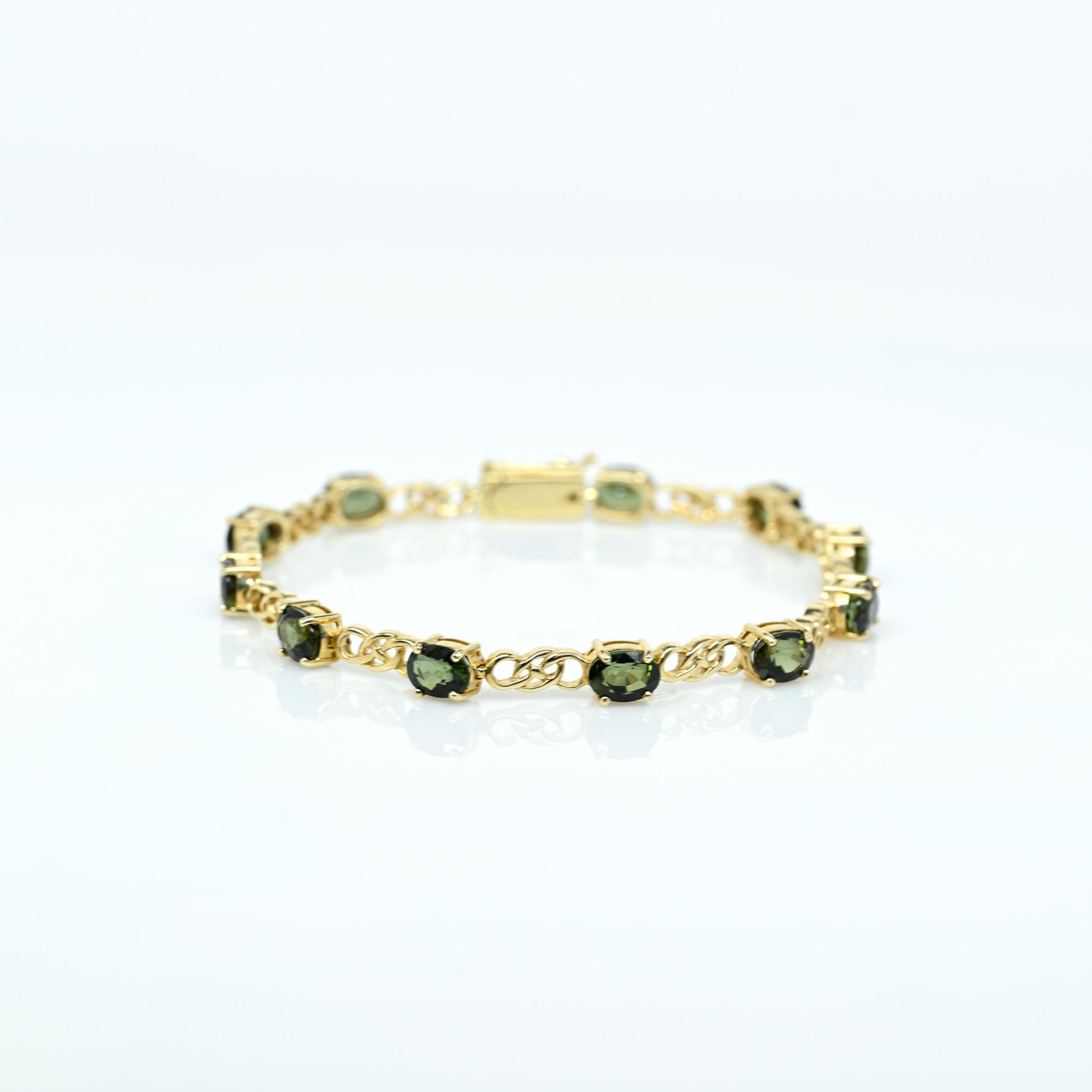 8ctw Green Tourmaline 14k Yellow Gold Tennis Bracelet