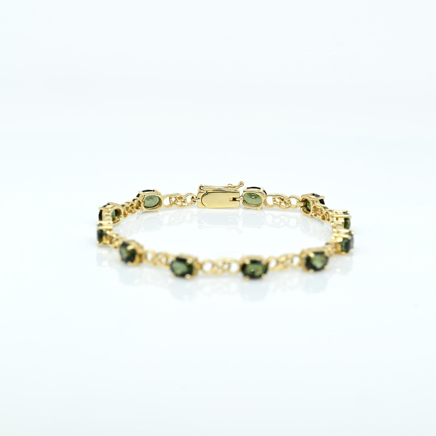 8ctw Green Tourmaline 14k Yellow Gold Tennis Bracelet