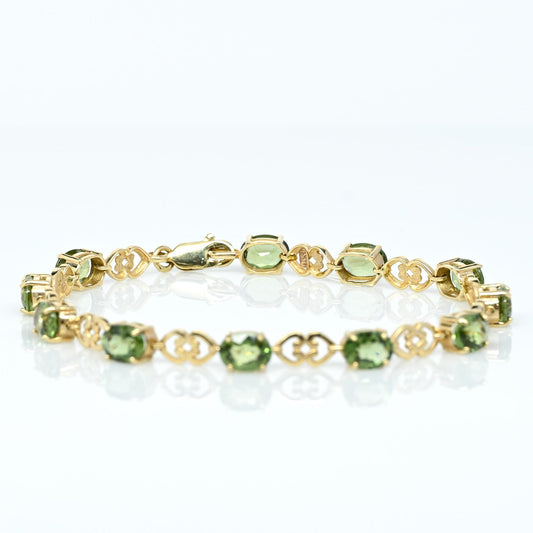 8ctw Green Tourmaline Oval 14k Yellow Gold Bracelet