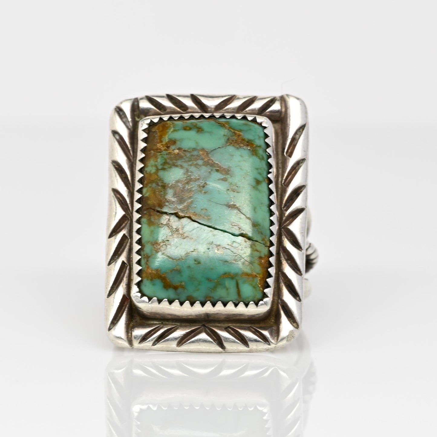 Silver Turquoise Rectangle Ring