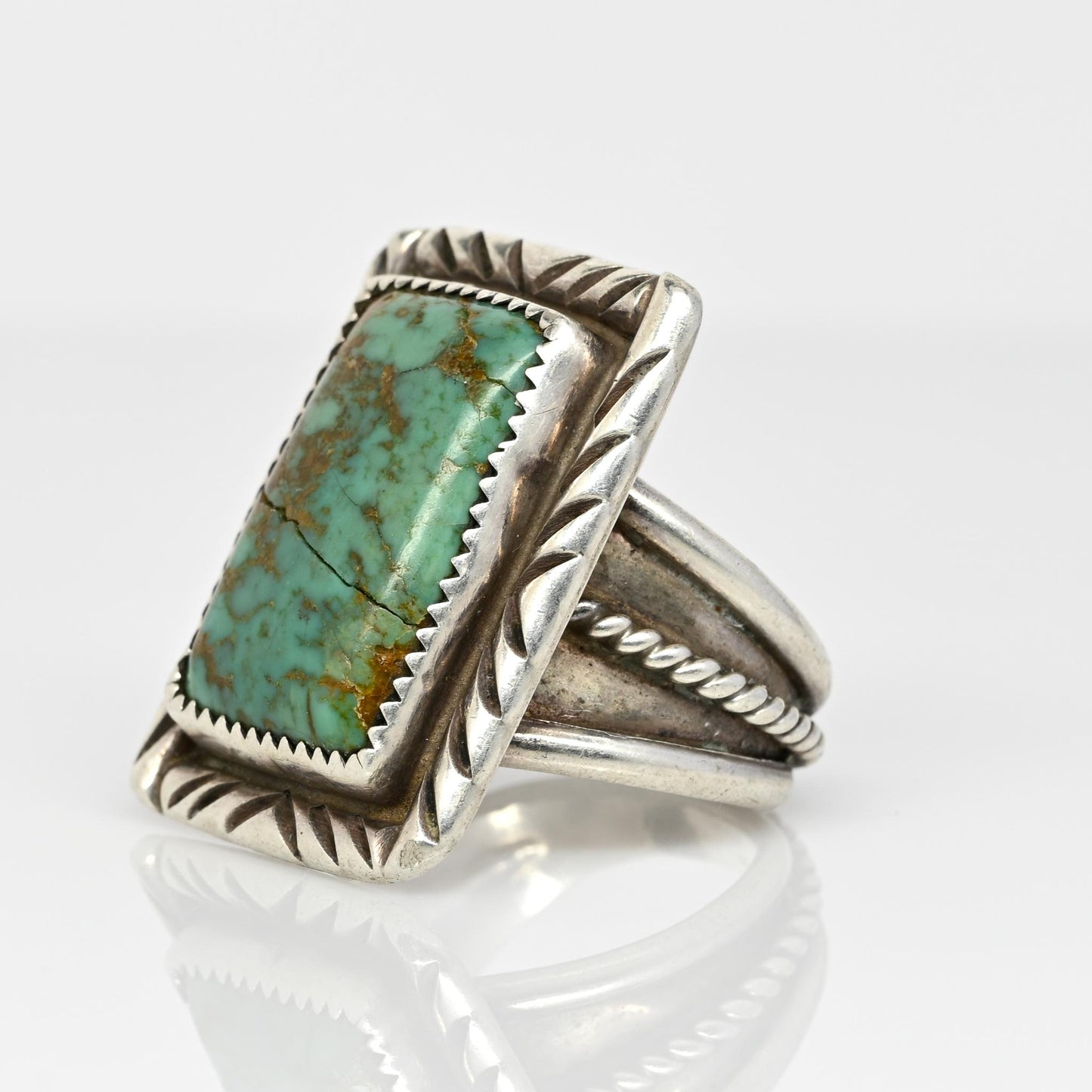 Silver Turquoise Rectangle Ring