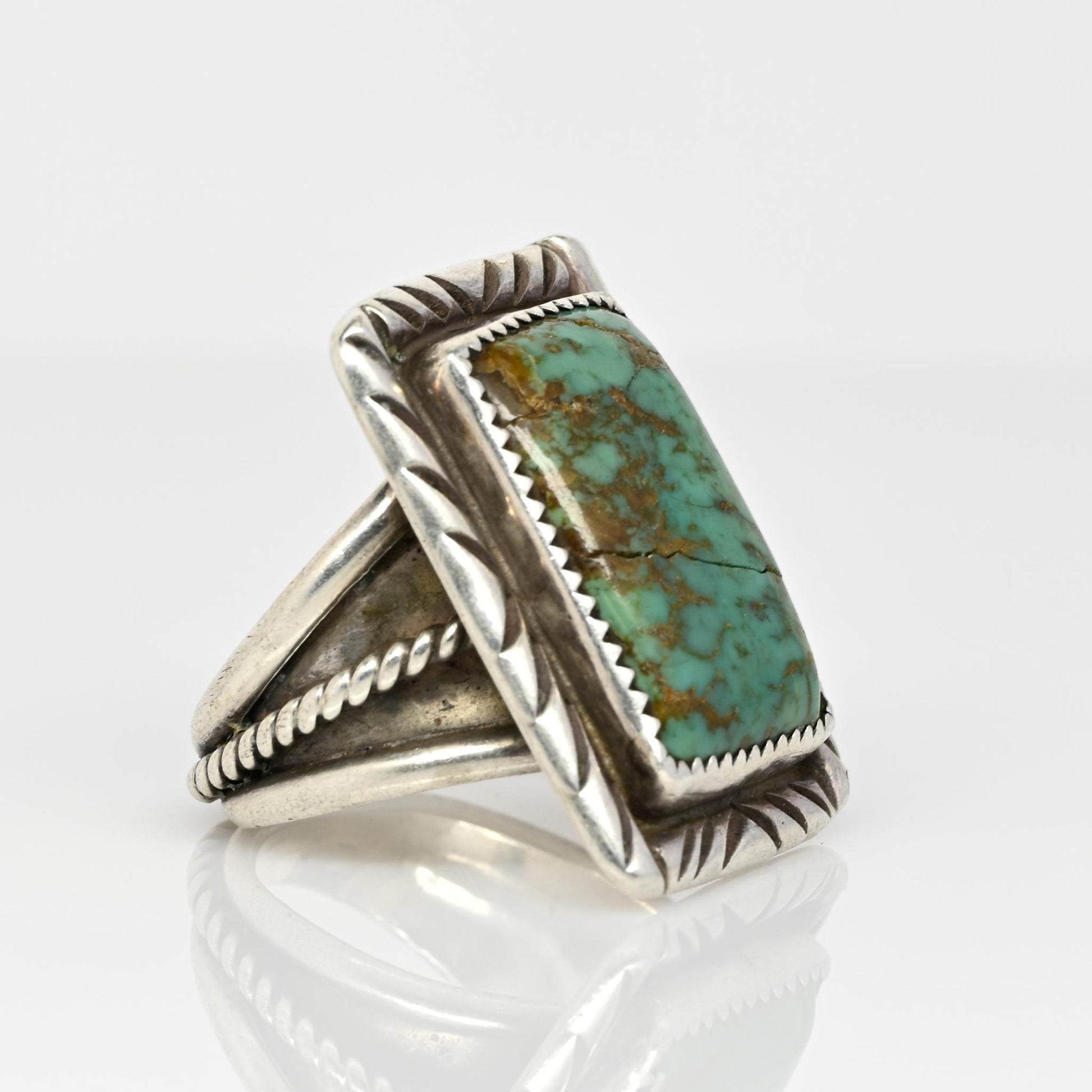 Silver Turquoise Rectangle Ring