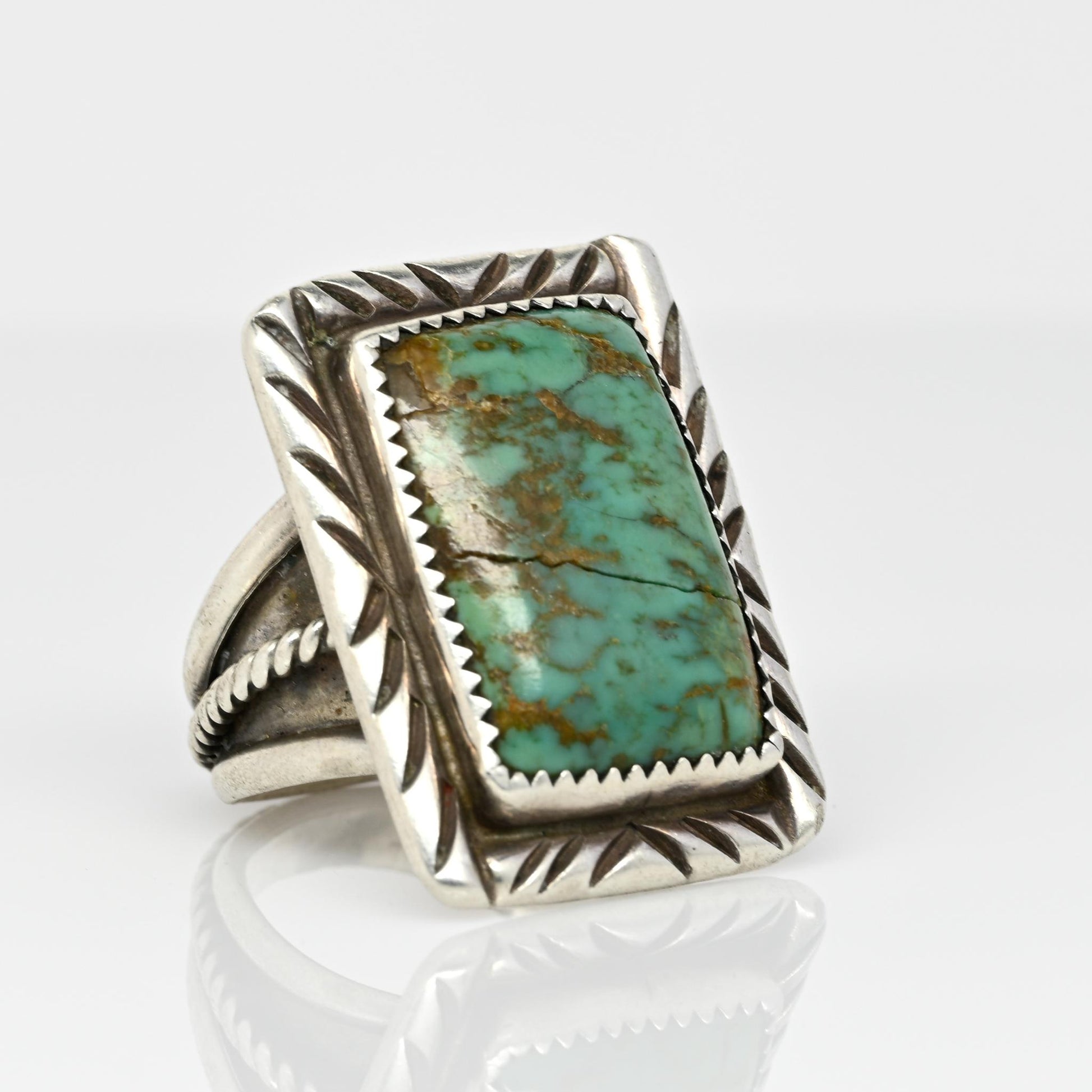 Silver Turquoise Rectangle Ring