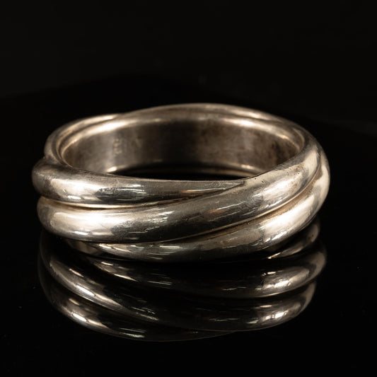 Sterling Silver Knot Design Thick Bangle Bracelet