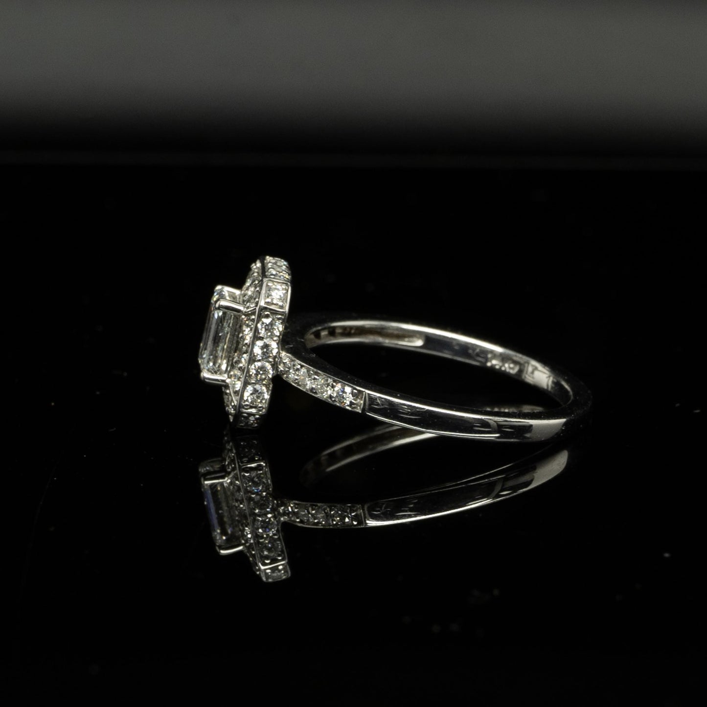 1ctw Emerald Cut Diamond Halo 14k White Gold Engagement Ring