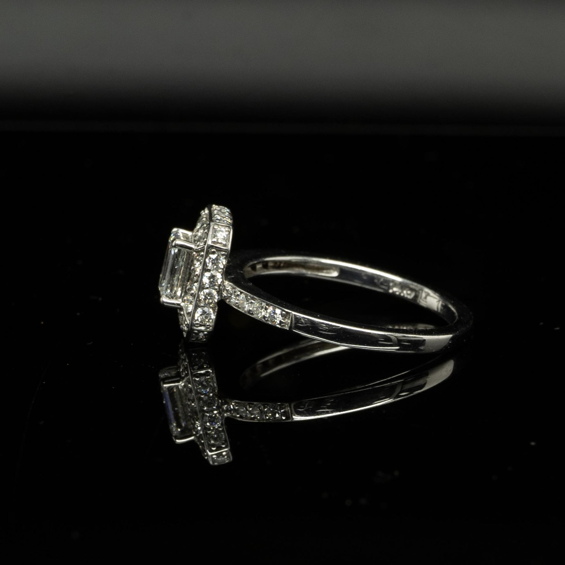 1ctw Emerald Cut Diamond Halo 14k White Gold Engagement Ring