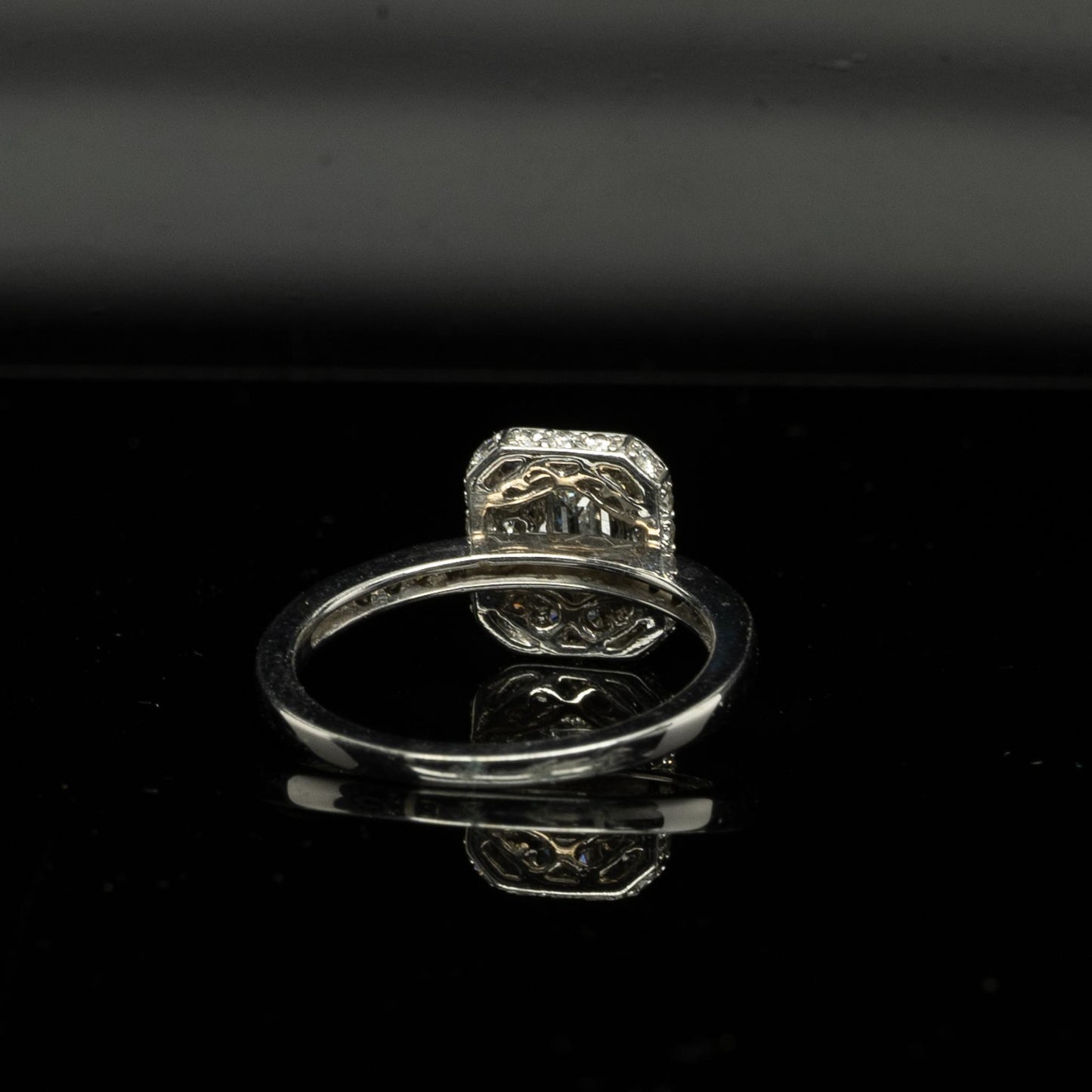 1ctw Emerald Cut Diamond Halo 14k White Gold Engagement Ring